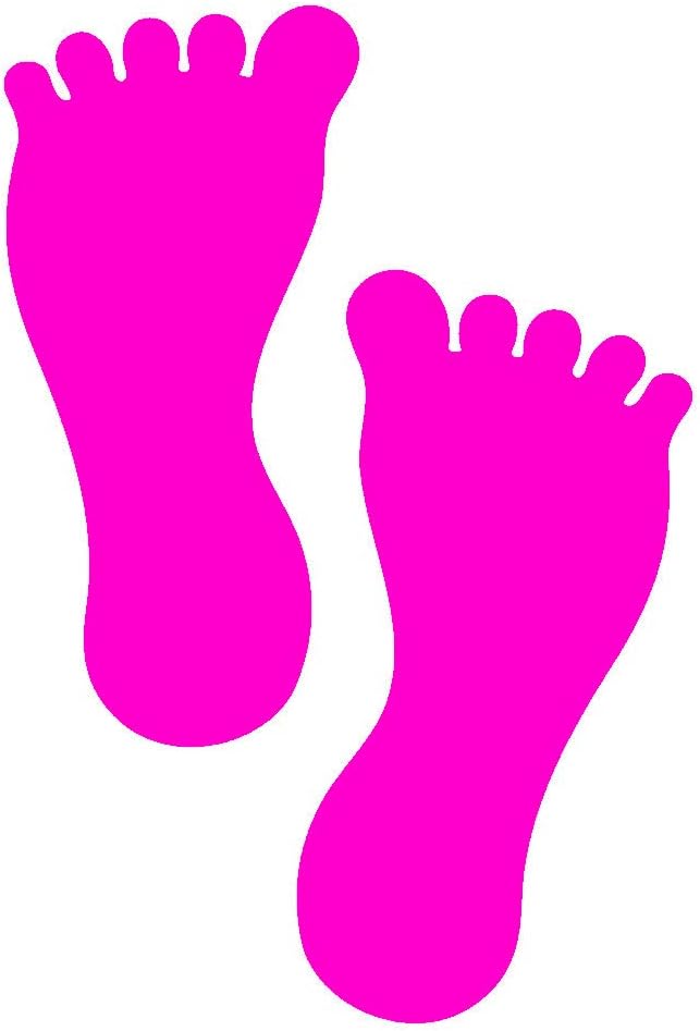 LiteMark Removable Barefoot Footprint Stickers, Large, Matte Finish Vinyl Event Decals, Hot Pink, 9 Inch, Pack of 4 Pairs