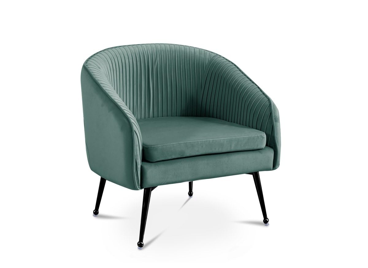 DecoInParis Fauteuil Cabriolet en Velours Vert d'eau Pieds Noir TRECY