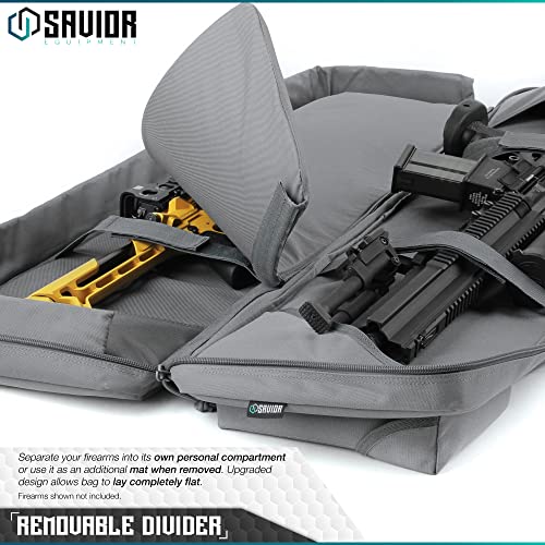 Savior Equipment Urban Warfare Tactical Double Carbine Long Rifle Bag Gun Case Firearm Backpack W/Pistol Handgun Case - 42 Inch X 12 Inch Sw Gray #TOP2