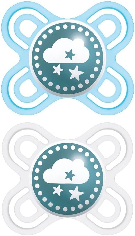Kit 2 Chupetas Perfect Start Silicone 0-2 Meses Azul + Estojo — Melhor Bico Extrafino para Bebês Recém-nascidos