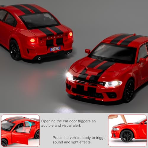 Modelo de auto Dodge Challenger SRT 1:32 con sonidos y luces miniatura 4