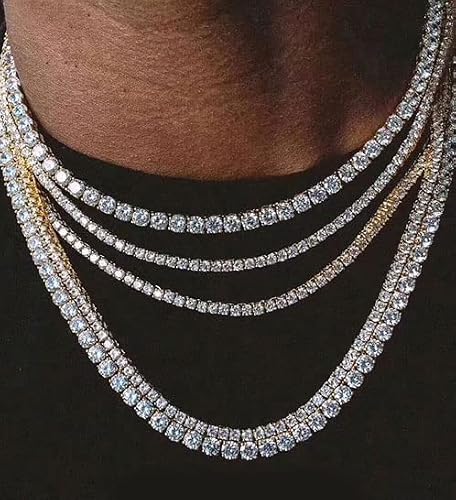 Michooyel Cz Tennis Necklace For Men Tennis Chain For Women Iced Out Diamond Necklace Prong-Setting 5A Cubic Zirconia Stones Fashion Jewelry 3Mm 4Mm 5Mm 6Mm, 18 20 22 24 Inches #TOP7