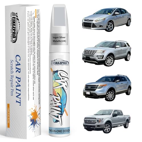Image of Ingot Silver Metallic(UX) Touch Up Paint for Ford, Car Paint Scratch Repair Remover Pen Color Exact Match, Quick and Easy Fix Auto Chips and Nicks Scuff