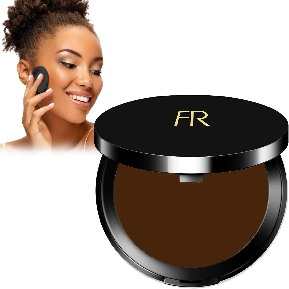 Cream To Powder Foundation by Flori Roberts, Full Coverage for Women of Color or Deeper Skin Tones, Long Lasting Makeup, Matte Finish, Covers Uneven Complexion and Hides Imperfections, 0.30 oz