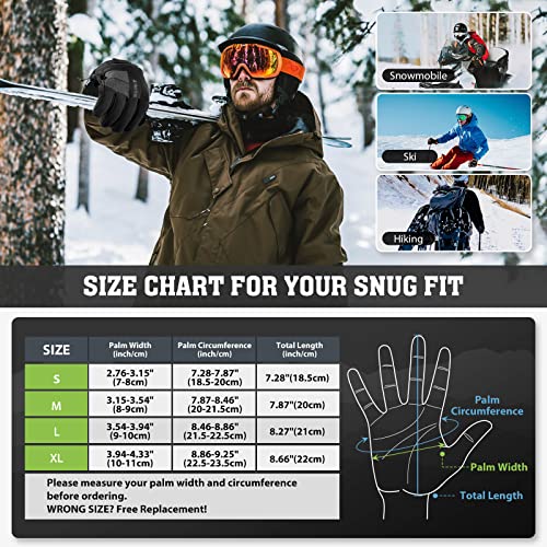 Hikenture Ski Gloves With 3M Thinsulate, Extra Warm Snow Gloves For Men & Women, Insulated Waterproof Snowboard Gloves, Thermal Touchscreen Skiing Gloves For Cold Weather, Windproof Winter Gloves #TOP5