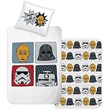 Disney Home Star Wars Bettwäsche-Set 2 teilig - Bettwäsche 140x200 und Kopfkissenbezug 60x70-100% Baumwolle Super Weich - Doppelseitiger Kinder Bettwäsche für Jungen