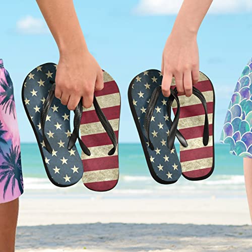 Vnurnrn Flag Of Usa Flip Flops for Women Fashion Beach Slippers Comfort Mens Flip Flops Non-Slip Rubber Shower Slippers Sandal for Hotel Travel Sport4