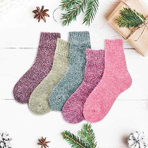 Clothclose 5 Pairs Wool Socks - Winter Warm Wool Socks For Women/Men, Super Soft Crew Socks Boot Socks For Women, Thick Knit Cabin Cozy Wool Socks Gifts For Women #TOP1