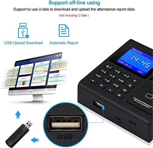 Clocking in Machine, Card Machine, Time Clocks for Employees, Biometric Fingerprint Time Attendance Terminal Clock Machine, in No Monthly Fee Automatic Report Generation