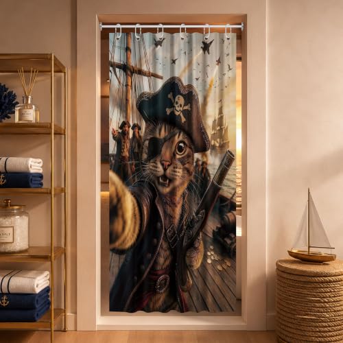 Image of Funny Cat Stall Shower Curtain, 36x72 in Small, Cool Kids
