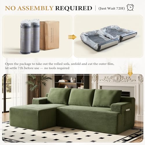 Image of 96 inch Sectional Couches for Living Room Cloud Couch Sofa with L-Shape Upholstered Boneless Couchs Modern Modular Sectional Couch with Chaise
