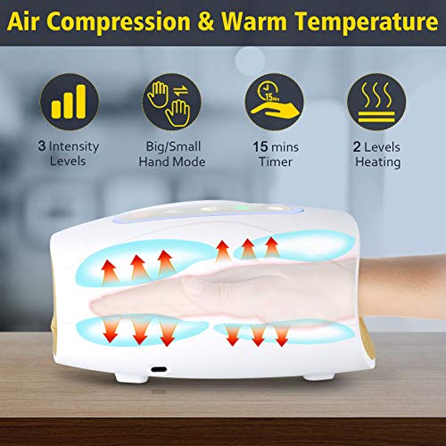 Homove Cordless Hand Massager, Electric Hand Massager With Compression, 3 Levels Air Pressure And Heating Massage Machine For Arthritis, Pain Relief, Carpal Tunnel And Finger Numbness #TOP1