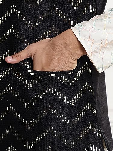 Image of SOJANYA (Since 1958 Men's Silk Blend Kurta and Pyjama with Nehru Jacket