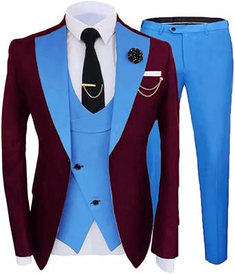 Men Tuxedo Suit Set Slim Fit 3 Piece Wedding Suits Fashion Prom Party Tux for Groomsmen STXZ089