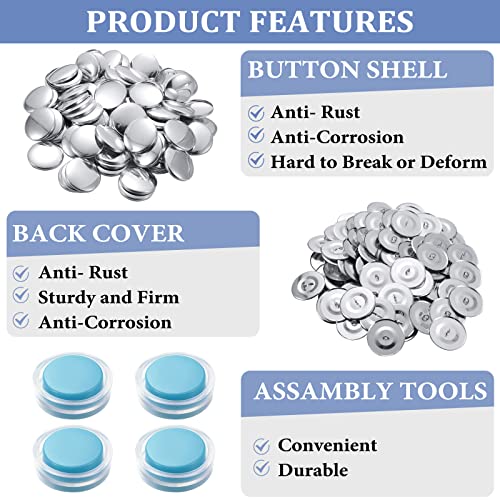 200 Sets Cover Buttons Kit With Tools Buttons To Cover Self Cover Buttons With Wire Backs Diy Fabric Cloth Cover Buttons (Size 60/ 1.5 Inch) #TOP3