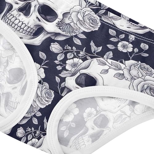 Durable Toddler Underwear Floral 2t Cotton Panties Little Girl Skulls Roses Flowers White Black Briefs Girls Undies4
