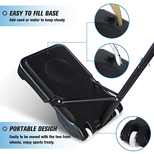 Kangaroo Hoppers Portable Basketball Hoop & Goal For Kids, Height Adjustable 5Ft- 6.8Ft, Basketball System With Wheels For Indoor & Outdoor #TOP3