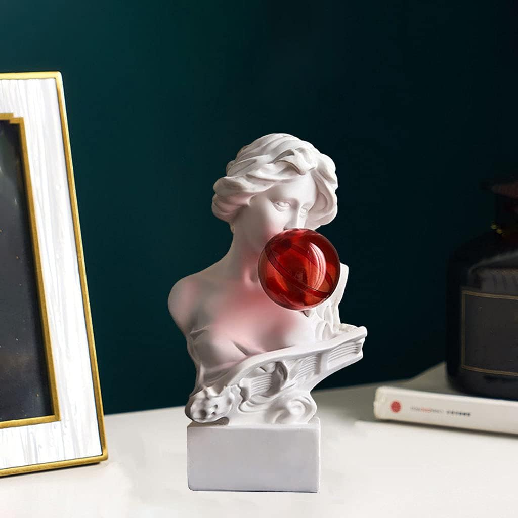 David/Giuliano Head Statues Greek Resin Characters Sculptures David Bust Figurine Desktop Ornament for Home Office Tabletop Decor (Sona)