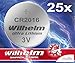 Produktbild 25 x Knopfzelle CR2016 Wilhelm Batterie Lithium 3V CR 2016 Industrieware