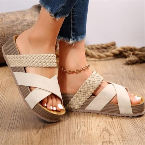Epsion Women's Platform Slides Sandals Comfortable Arch Support Footbed Crisscross Slip-on Fashion Summer Beach Sandals by Epsion - Used condition - Image 5