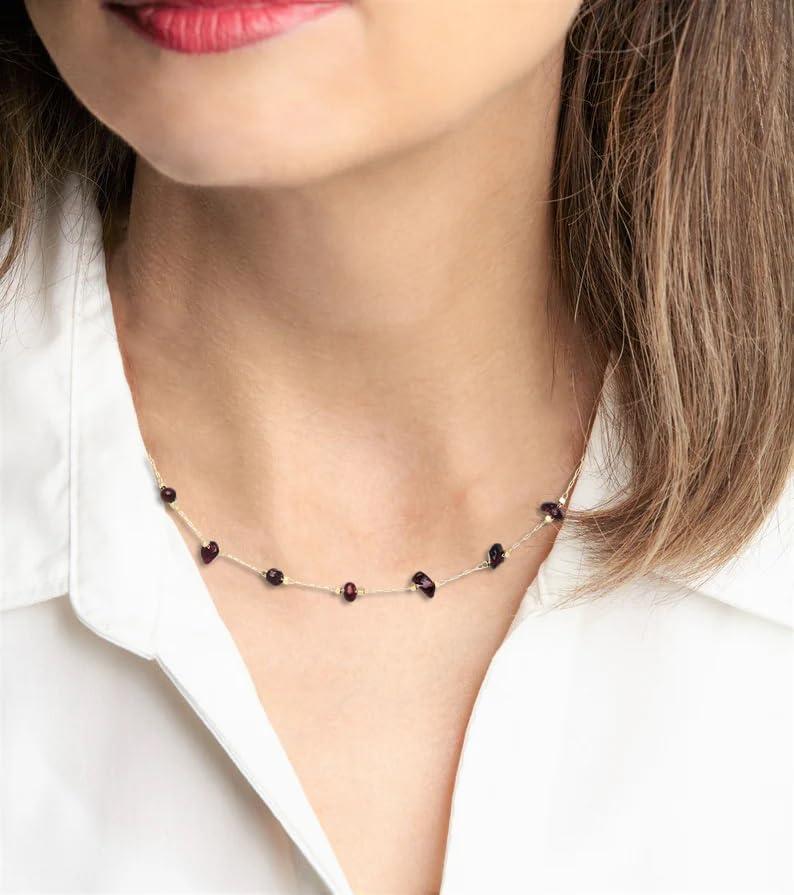 14K Gold Plated Dainty Choker Necklace, Handmade Crystal Beach Beads Necklace Chain Jewelry, Adjustable Gold Chain Delicate Fashion Choker Necklace Jewelry Gift for Women - Image 4