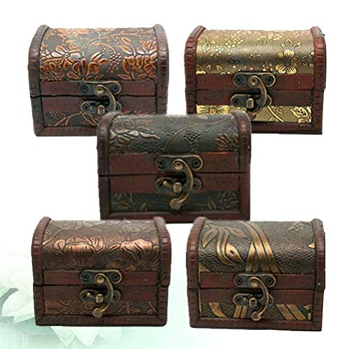 NUOBESTY 4Pcs Caixa de Tesouro De Madeira Caixa Do Anel Brinco Colar de Pingente de Caixa de Caixa d