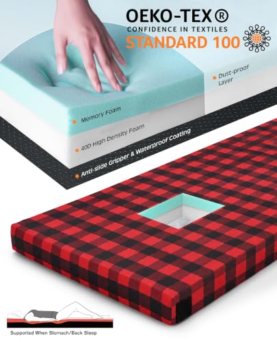 Image of GAIALOOP 3 Inch Memory Foam Camping Mattress, Dual Layer Thick Sleeping Camp Pad for Car Tent Cot, Roll-Up Portable Glamping Floor Bed for Guests Sleepover