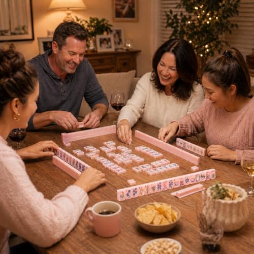 Set de Mahjong Americano Rosa 160 Fichas Acrílicas miniatura 7