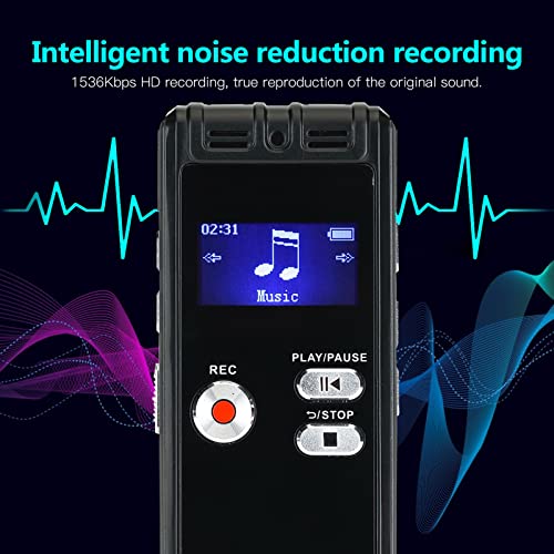 Khaco Enregistreur vocal numérique de 8 Go Enregistreur activé par la voix Lecteur MP3 Réduction du bruit d'enregistrement HD de 1536 Kbps Double microphone avec fonction OTG Capacité de 8 Go Prise en - Image 4