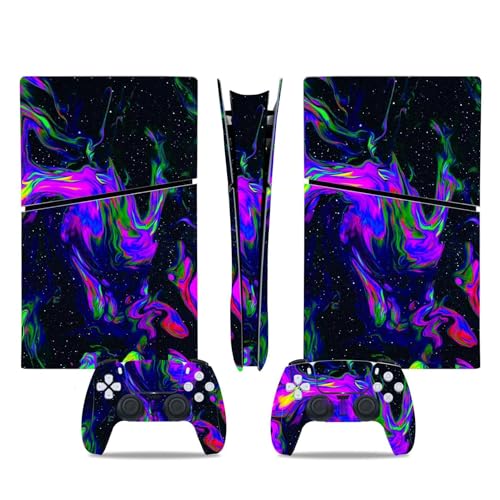 GALSOR PS5 Slim Console & Controller Skin Wraps - Digital Edition - Scratch Resistant, Water Resistant - Multicolor Vinyl