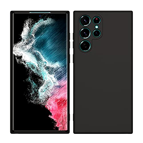 Image of Kapa Matte Lens Protective Back Cover for Samsung Galaxy S22 Ultra, Slim Silicone with Soft Lining Shockproof Flexible Full Body Bumper Case (Black)