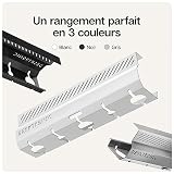 Desktronic Cable Duct Desk White Set of 2 - Stainless Steel Cable Management Desk Cable Duct with 5 Cable Cut-Outs - Easy to Install Cable Organiser - Cable Holder - 7
