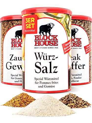 Block House Gewürze zum Grillen Grillset - Steak Pfeffer 200g Würzsalz 500g Zaubergewürz 280g Cover