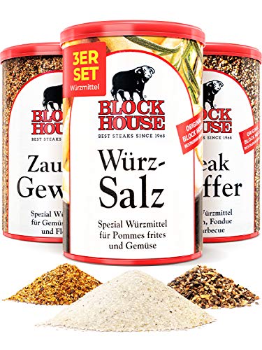 Block House Gewürze zum Grillen Grillset - Steak Pfeffer 200g Würzsalz 500g Zaubergewürz 280g