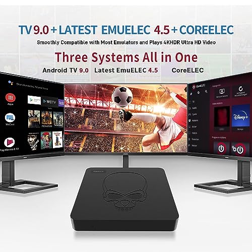 スーパーコンソール X キング ゲームコンソール 61000ゲーム付き EmuELEC 4.3/Android 9.0/CoreELEC 3システム 1,4K UHD出力 PS1/PSP/DC対応 デュアルバンドWiFi 音声リモコン ゲームパッド2個 (256GB)