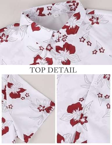 Image of Yimoon Men's Summer 2 Piece Outfits Tropical Print Short Sleeve Button Down Hawaiian Beach Shirt and Shorts Set