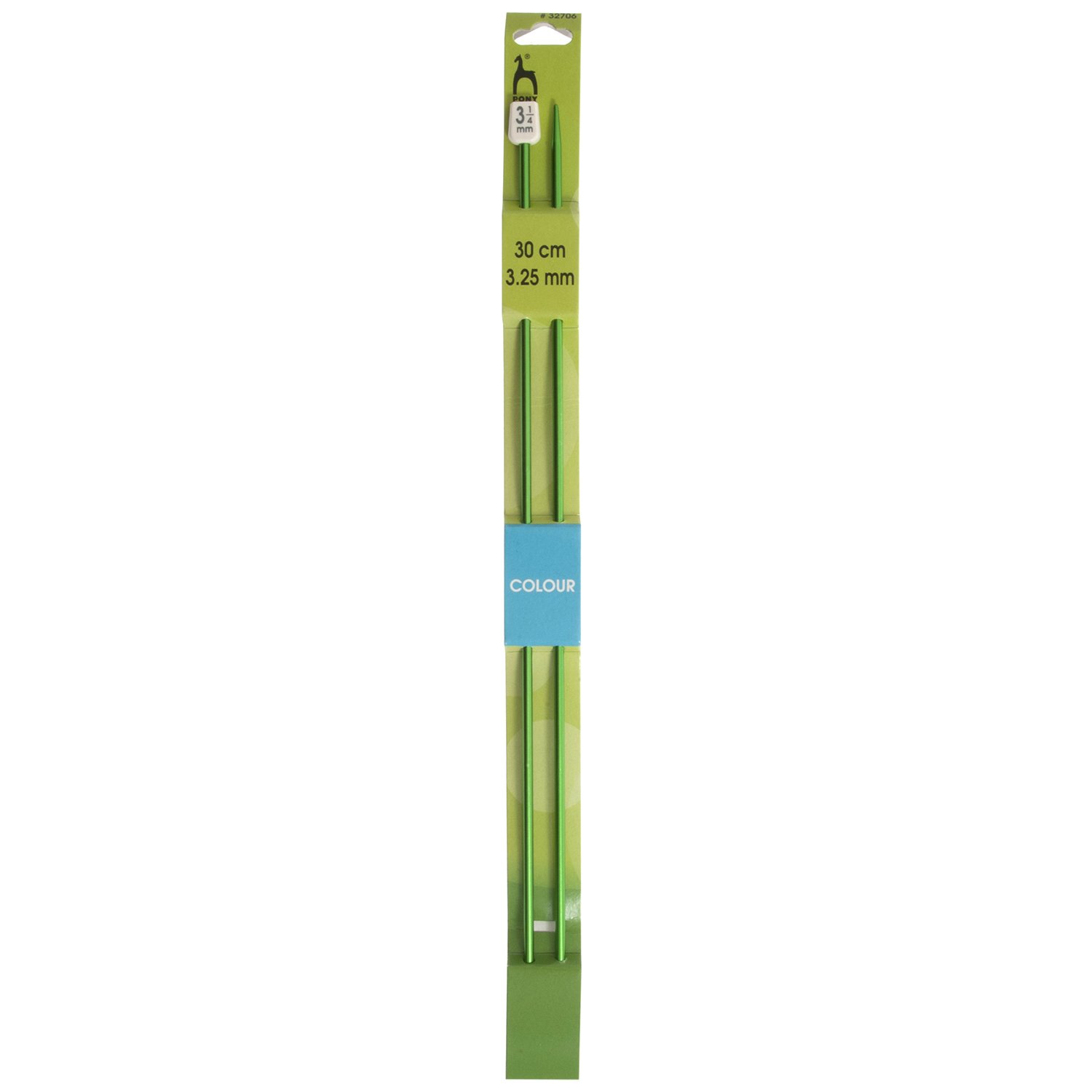 Pony Single Ended Aluminium Colour Knitting Pins - 30Cm x 3.25mm
