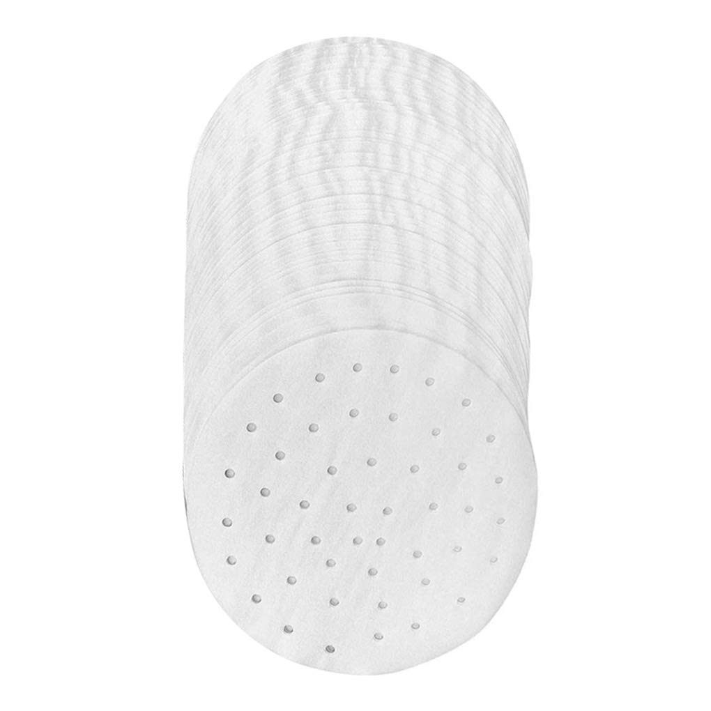 DJYJD 100pcs Air Fryer Liner Perforated Bamboo Steamer Liners Steaming Basket Lining Paper - 10-inch