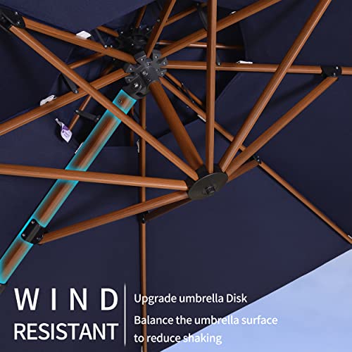 Purple Leaf 10Ft Patio Umbrella Outdoor Square Umbrella Large Cantilever Umbrella Windproof Offset Umbrella Heavy Duty Sun Umbrella For Garden Deck Pool Patio, Navy Blue #TOP3