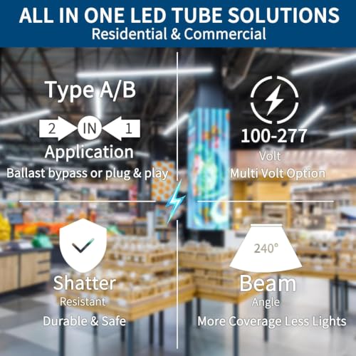 JESLED T8 Led Bulbs 4 Foot,14W(40W Equiv) 2450LM 4000K Type A+B ETL Listed by JESLED - Used condition - Image 4