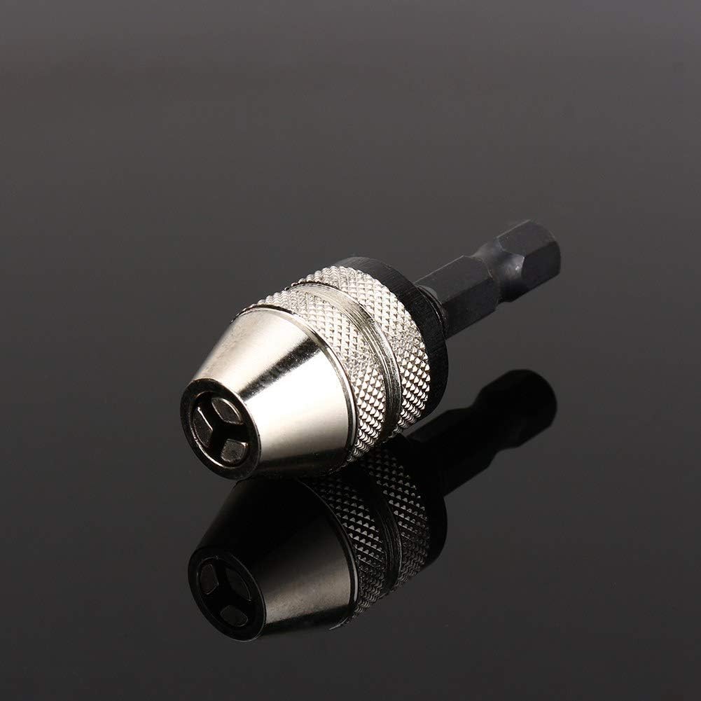 Jadeshay Keyless Drill Chuck Bit, 1/4" Hex Shank Drill Chuck Quick Change Adapter Converter 0.3~3.6mm Impact Drill