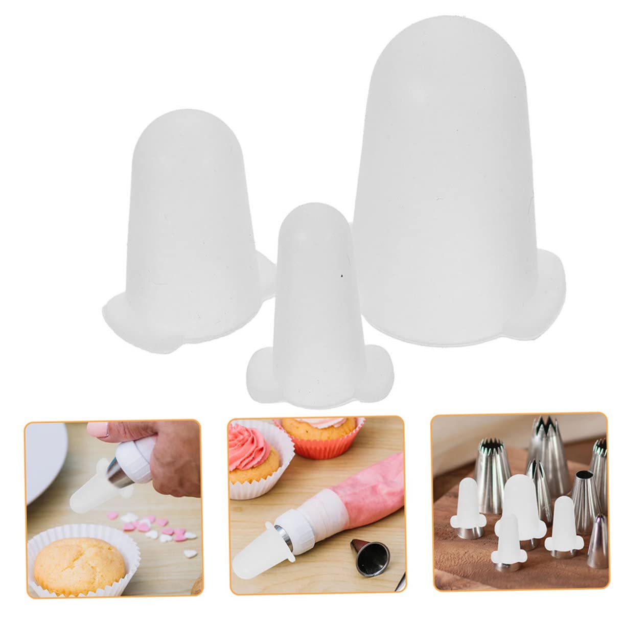 Fundas de Silicona 6 Piezas para Boquillas de Repostería en Color Claro | Protegen la Crema del Secado, Evitan Rayones y Deformaciones, Resistentes al Desgaste, para Manga Pastelera