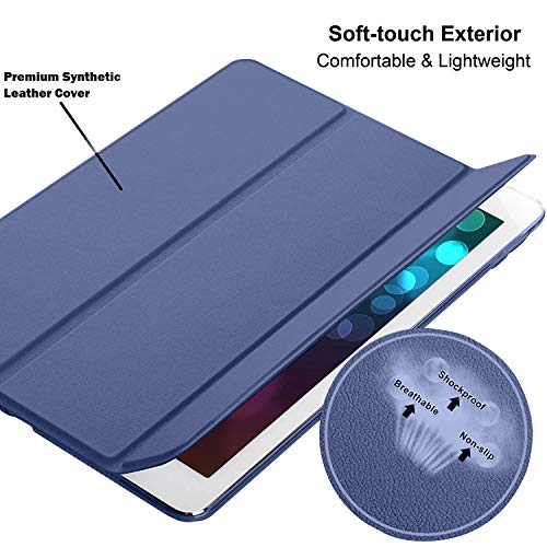 Image of DuraSafe Cases iPad Mini 5 7.9 Inch 2019 [ Mini 5th Gen ] A2133 A2124 A2126 A2125 MUQY2HN /A MUQW2HN /A MUQX2HN /A MUU62HN /A Trifold Hard Smart PC Translucent Back Cover - Navy Blue