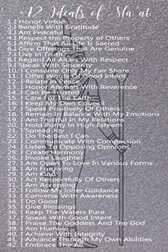 42 Ideals of Ma'at: Sacred Positive Confessions Silver Gray Softcover Lined Writing Journal Notebook Diary | Ancient Egyptian Goddess Spiritual & Moral Affirmations | 100 Cream Pages | Divine Kemetism
