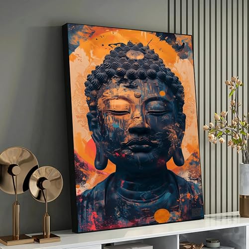 Lienzo abstracto de Buda moderno y zen para decoración contemporánea de 21x30cm