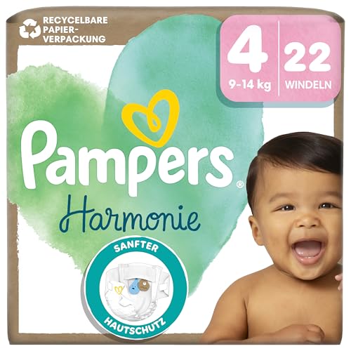Pampers Harmonie Windeln Größe 4, 22 Windeln, 9kg-14kg, sanfter...
