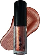 Ruby's Organics Mini Metallic Liquid Eyeshadow for Women- Eye Makeup, Smooth Glide Insta Dry Formula, Smudge proof, Waterproof, Long Lasting and Highly Pigmented, Paraben Free, Vegan - Copper, 3ml