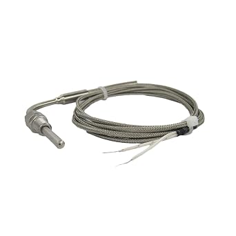 DTC J Type Thermocouple Temperature Sensor with 90 Bend Probe, 1/8 Compression Fittings & 10 ft Lead Cable for Exhaust Gas Measurement