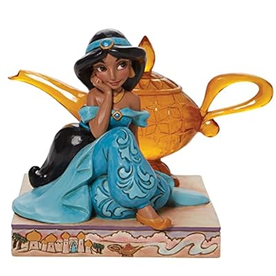 Enesco Jim Shore Disney Traditions Aladdin Jasmine with Genie Lamp Figurine, 5.25 Inch, Multicolor