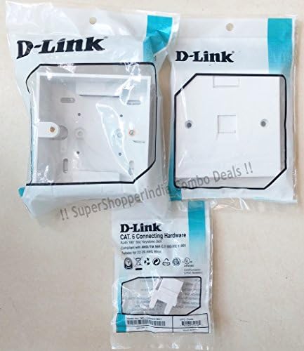 D-Link SuperShopperIndia Combo Deals -RJ45 CAT6E Lan I/O Network Keystone Jack + Gang Box + Single Port Face Plate - 1 set